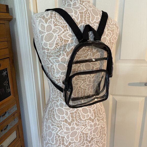Clear - Transparent Small Backpack W/ Black Straps -Security Approved - NWT - Picture 4 of 6